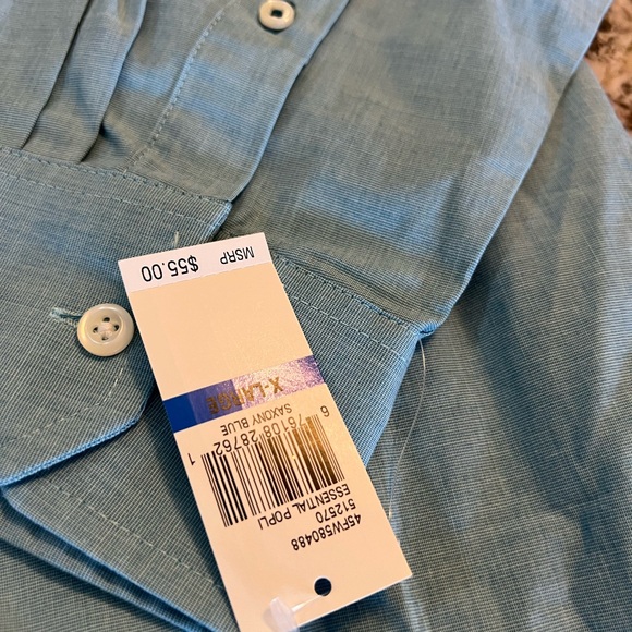 2 NEW XL Izod Mens Button Shirts Blue Stretch Sport Flex Long Sleeve Heritage - Picture 9 of 15